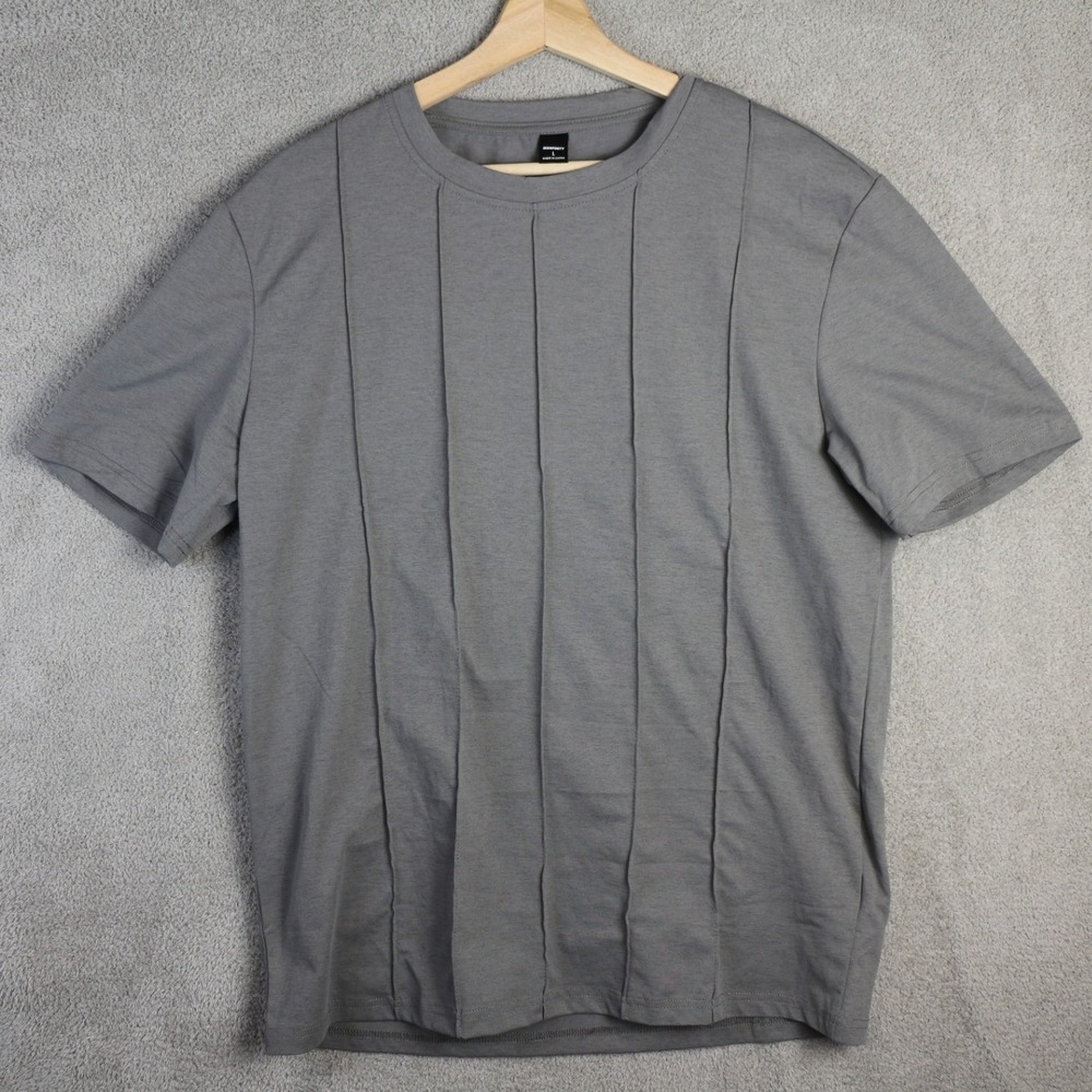 Manfinity  T-Shirt‎ Men's Size Large Grey Pintuck Pleated Hypnotize Short Sleeve